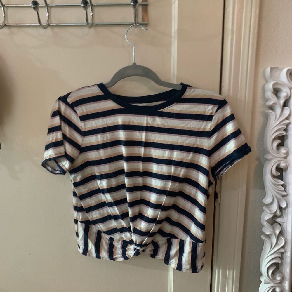 Stripped cropped holster shirt